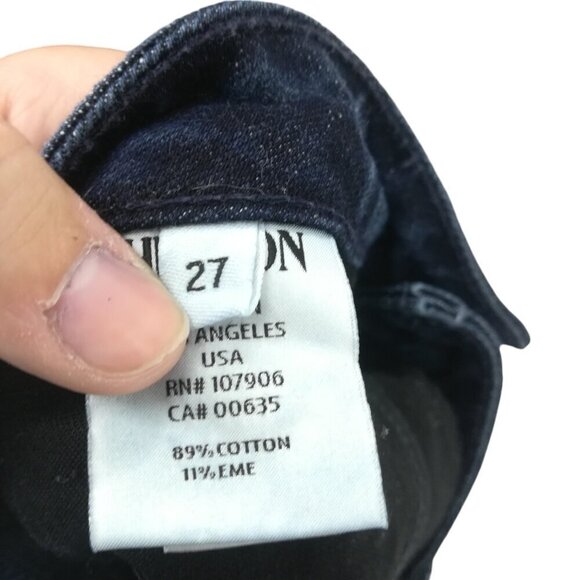 Hudson Low Rise Flare Leg Stretch Dark Wash Jeans Size 27 Flap Pockets Flared - Picture 11 of 11